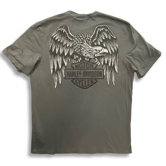 Harley-Davidson Y2K T-Shirt Mens L Big Eagle Retro Gray Black 100% Cotton Mexico - Picture 1 of 9